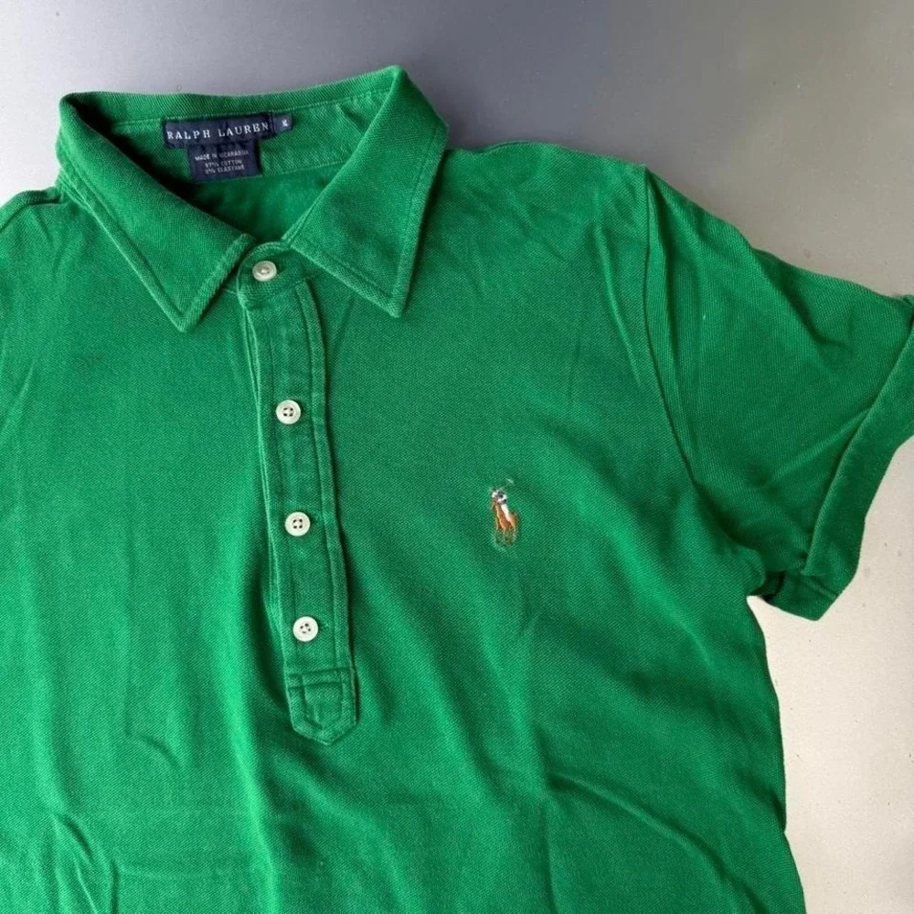 Vtg Green Ralph Lauren four button polo shirt